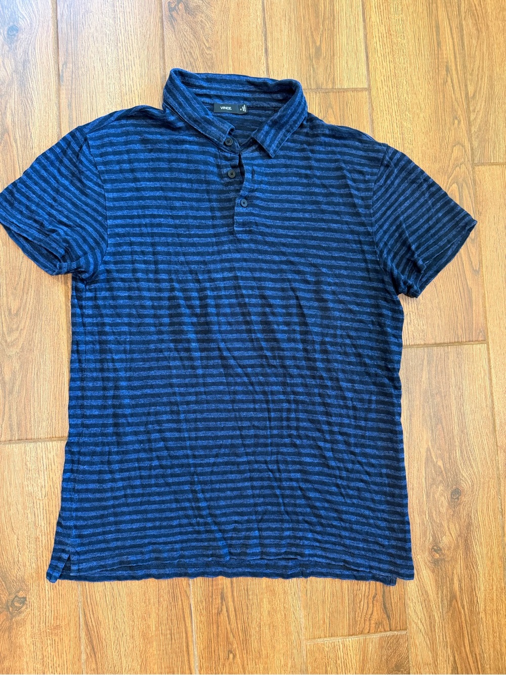Vince Navy  Striped Polo / men’s medium